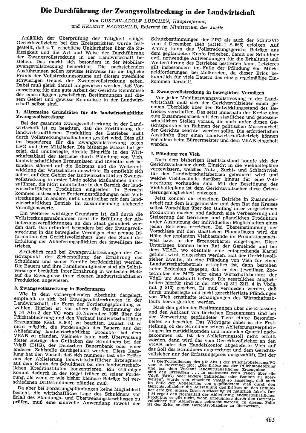 Neue Justiz (NJ), Zeitschrift für Recht und Rechtswissenschaft [Deutsche Demokratische Republik (DDR)], 10. Jahrgang 1956, Seite 463 (NJ DDR 1956, S. 463)