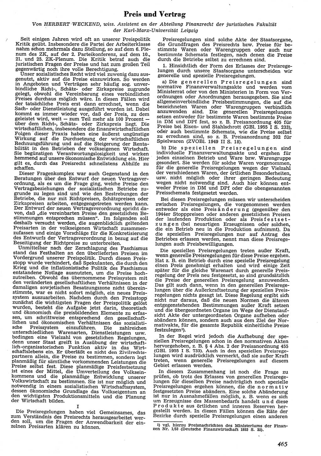 Neue Justiz (NJ), Zeitschrift für Recht und Rechtswissenschaft [Deutsche Demokratische Republik (DDR)], 10. Jahrgang 1956, Seite 465 (NJ DDR 1956, S. 465)