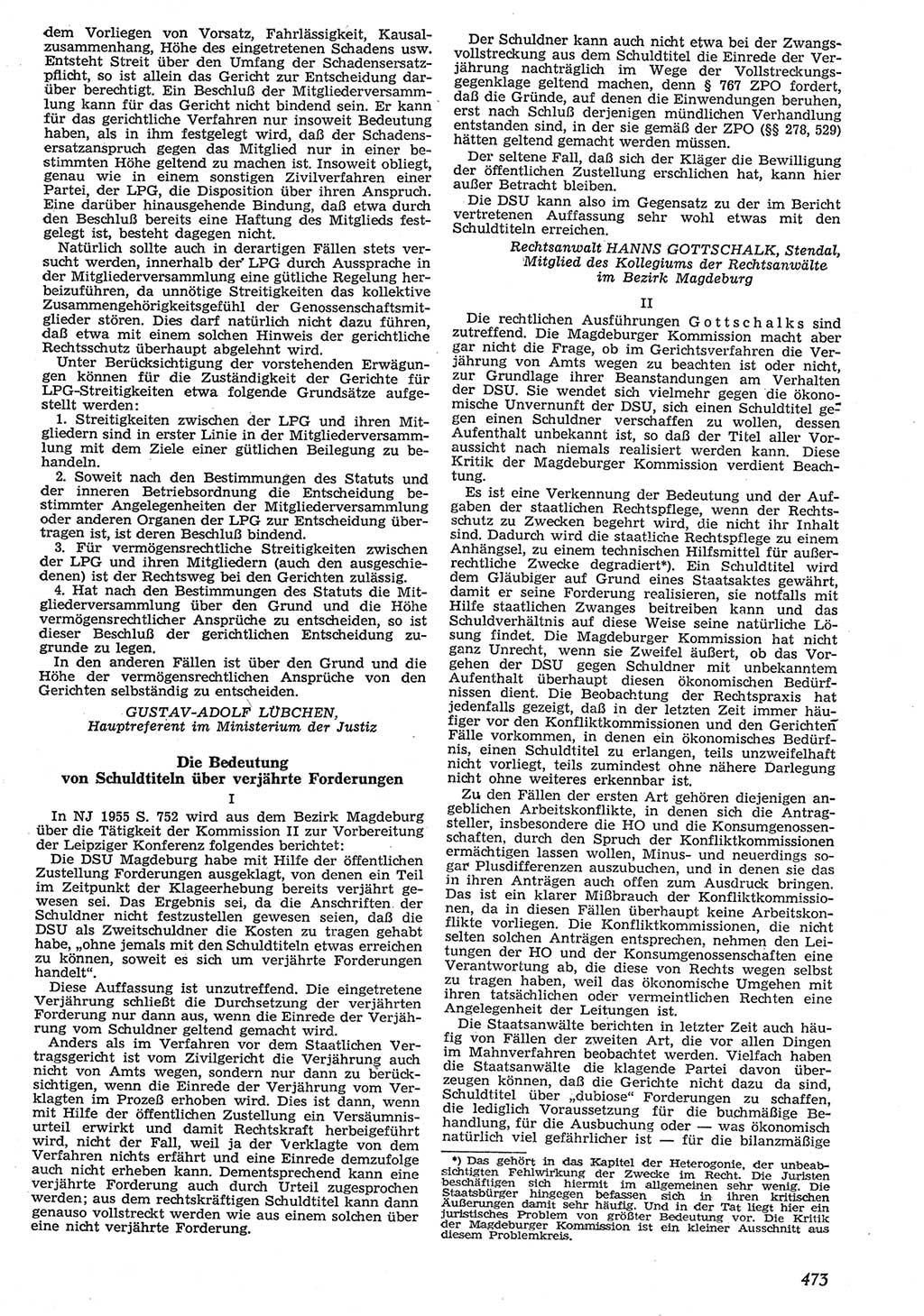 Neue Justiz (NJ), Zeitschrift für Recht und Rechtswissenschaft [Deutsche Demokratische Republik (DDR)], 10. Jahrgang 1956, Seite 473 (NJ DDR 1956, S. 473)