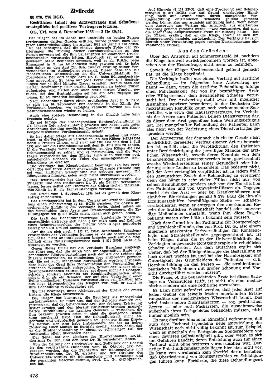 Neue Justiz (NJ), Zeitschrift für Recht und Rechtswissenschaft [Deutsche Demokratische Republik (DDR)], 10. Jahrgang 1956, Seite 478 (NJ DDR 1956, S. 478)