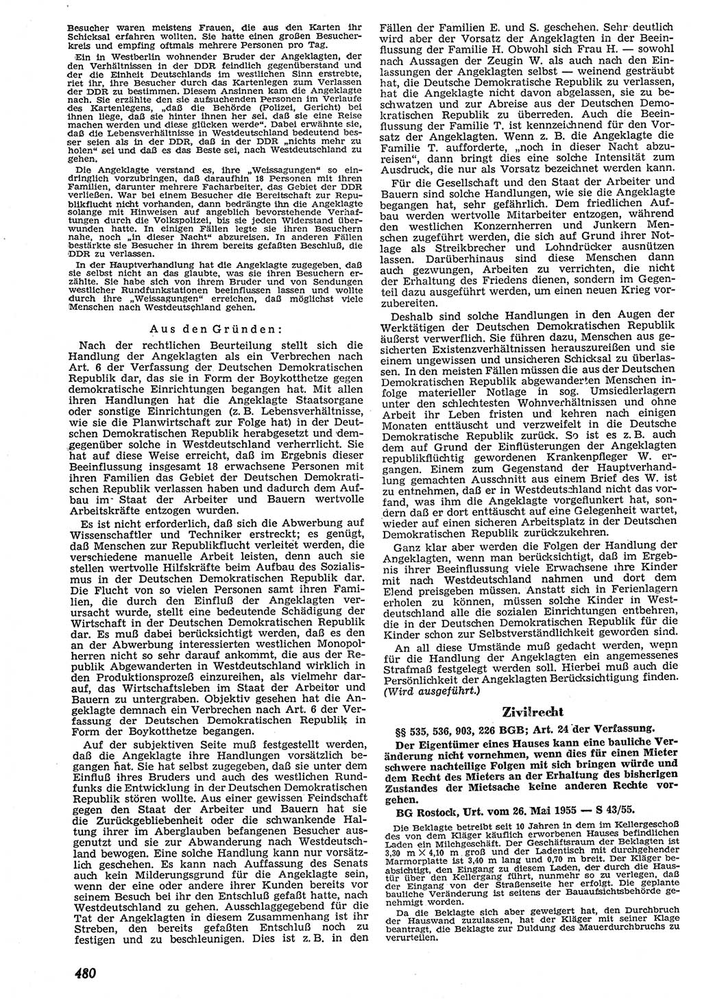 Neue Justiz (NJ), Zeitschrift für Recht und Rechtswissenschaft [Deutsche Demokratische Republik (DDR)], 10. Jahrgang 1956, Seite 480 (NJ DDR 1956, S. 480)