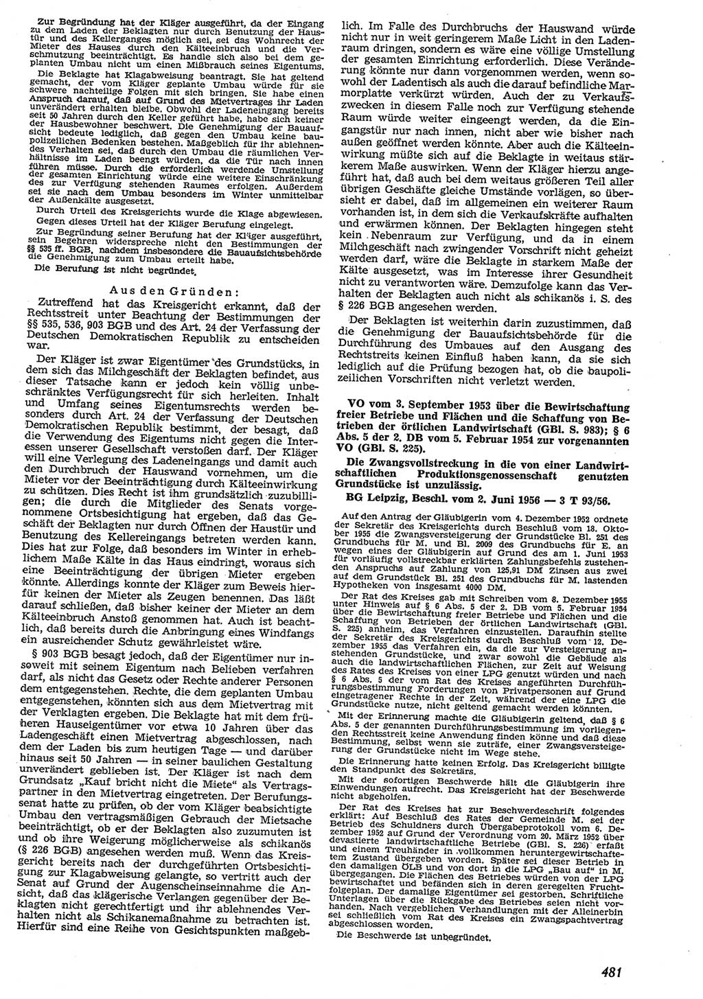 Neue Justiz (NJ), Zeitschrift für Recht und Rechtswissenschaft [Deutsche Demokratische Republik (DDR)], 10. Jahrgang 1956, Seite 481 (NJ DDR 1956, S. 481)