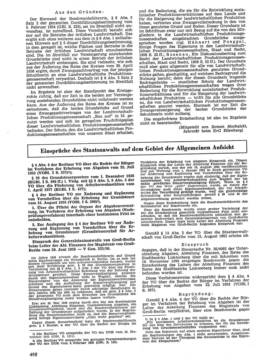 Neue Justiz (NJ), Zeitschrift für Recht und Rechtswissenschaft [Deutsche Demokratische Republik (DDR)], 10. Jahrgang 1956, Seite 482 (NJ DDR 1956, S. 482)