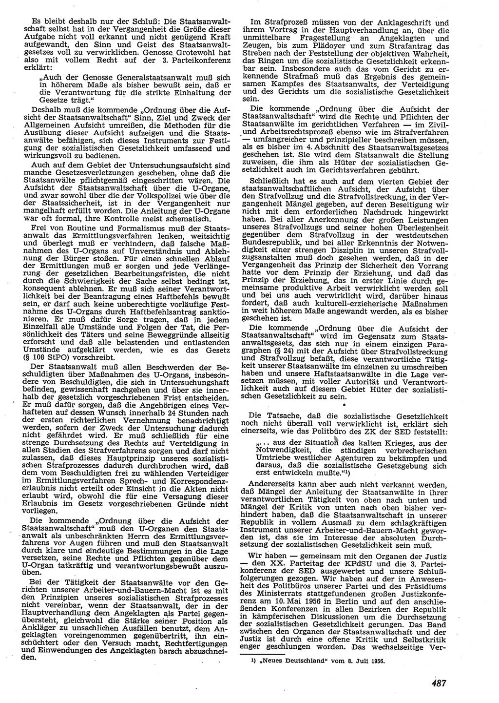 Neue Justiz (NJ), Zeitschrift für Recht und Rechtswissenschaft [Deutsche Demokratische Republik (DDR)], 10. Jahrgang 1956, Seite 487 (NJ DDR 1956, S. 487)
