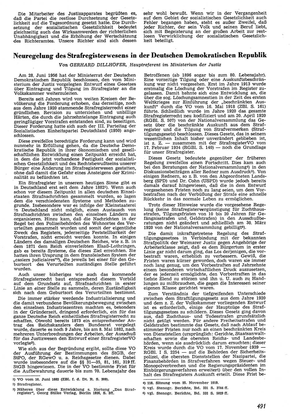 Neue Justiz (NJ), Zeitschrift für Recht und Rechtswissenschaft [Deutsche Demokratische Republik (DDR)], 10. Jahrgang 1956, Seite 491 (NJ DDR 1956, S. 491)
