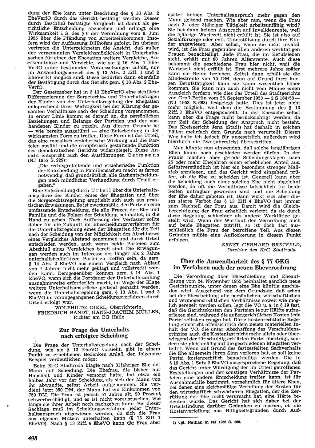 Neue Justiz (NJ), Zeitschrift für Recht und Rechtswissenschaft [Deutsche Demokratische Republik (DDR)], 10. Jahrgang 1956, Seite 498 (NJ DDR 1956, S. 498)