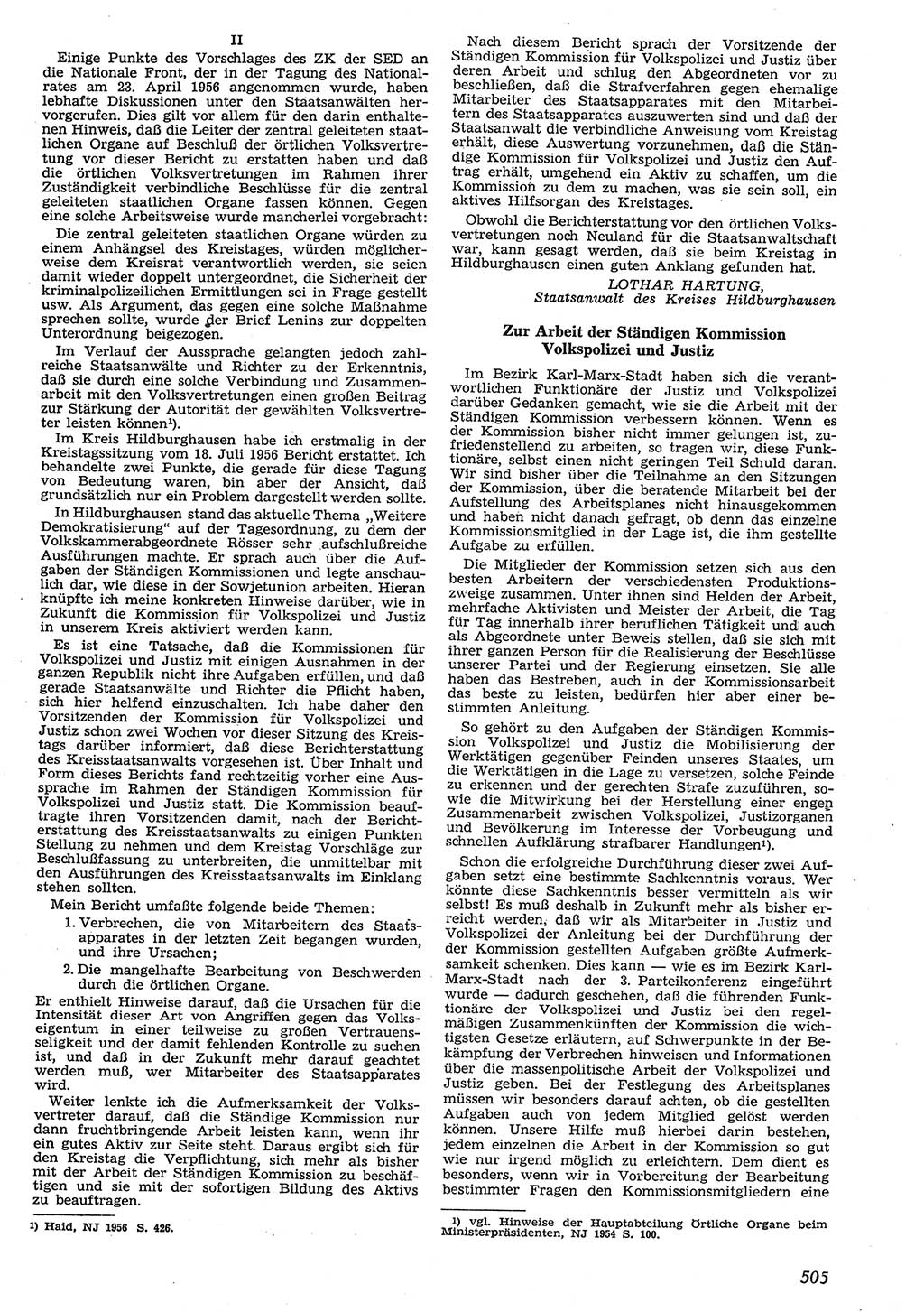 Neue Justiz (NJ), Zeitschrift für Recht und Rechtswissenschaft [Deutsche Demokratische Republik (DDR)], 10. Jahrgang 1956, Seite 505 (NJ DDR 1956, S. 505)