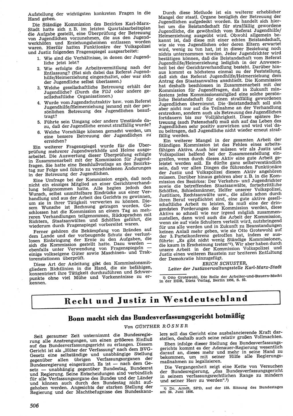 Neue Justiz (NJ), Zeitschrift für Recht und Rechtswissenschaft [Deutsche Demokratische Republik (DDR)], 10. Jahrgang 1956, Seite 506 (NJ DDR 1956, S. 506)