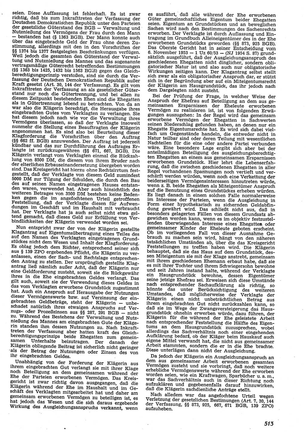 Neue Justiz (NJ), Zeitschrift für Recht und Rechtswissenschaft [Deutsche Demokratische Republik (DDR)], 10. Jahrgang 1956, Seite 513 (NJ DDR 1956, S. 513)