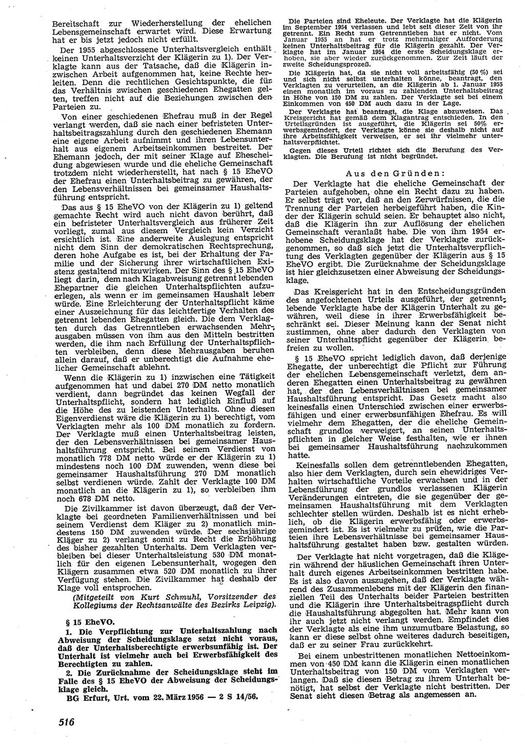 Neue Justiz (NJ), Zeitschrift für Recht und Rechtswissenschaft [Deutsche Demokratische Republik (DDR)], 10. Jahrgang 1956, Seite 516 (NJ DDR 1956, S. 516)