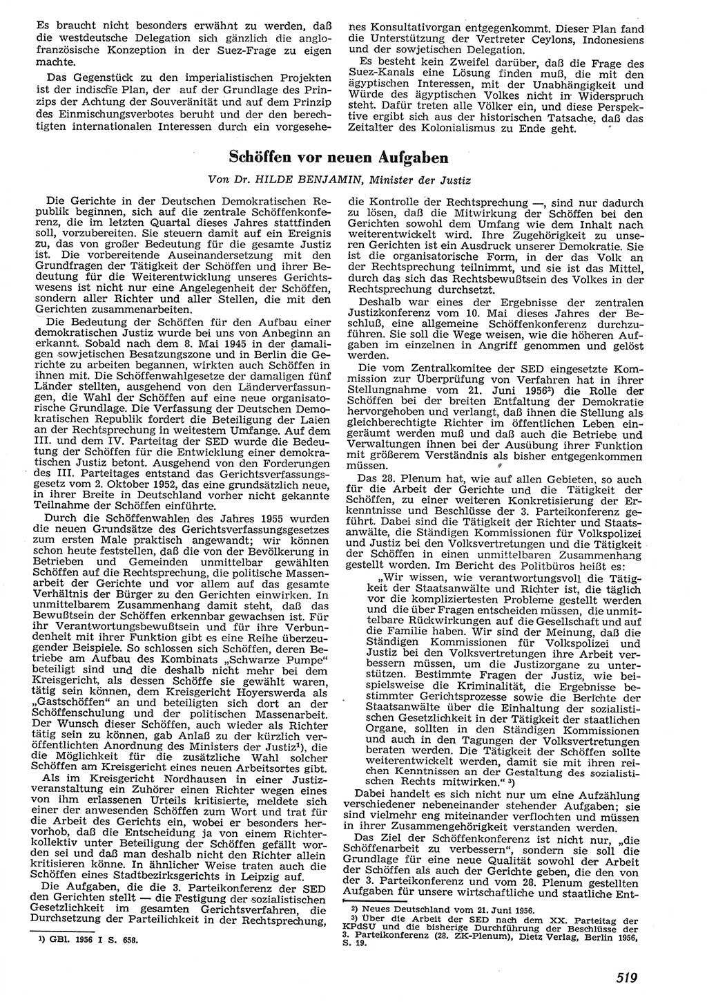 Neue Justiz (NJ), Zeitschrift für Recht und Rechtswissenschaft [Deutsche Demokratische Republik (DDR)], 10. Jahrgang 1956, Seite 519 (NJ DDR 1956, S. 519)