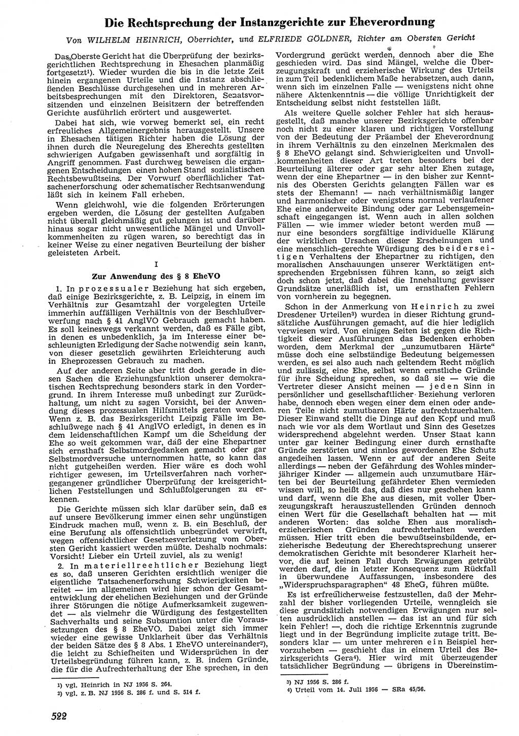 Neue Justiz (NJ), Zeitschrift für Recht und Rechtswissenschaft [Deutsche Demokratische Republik (DDR)], 10. Jahrgang 1956, Seite 522 (NJ DDR 1956, S. 522)