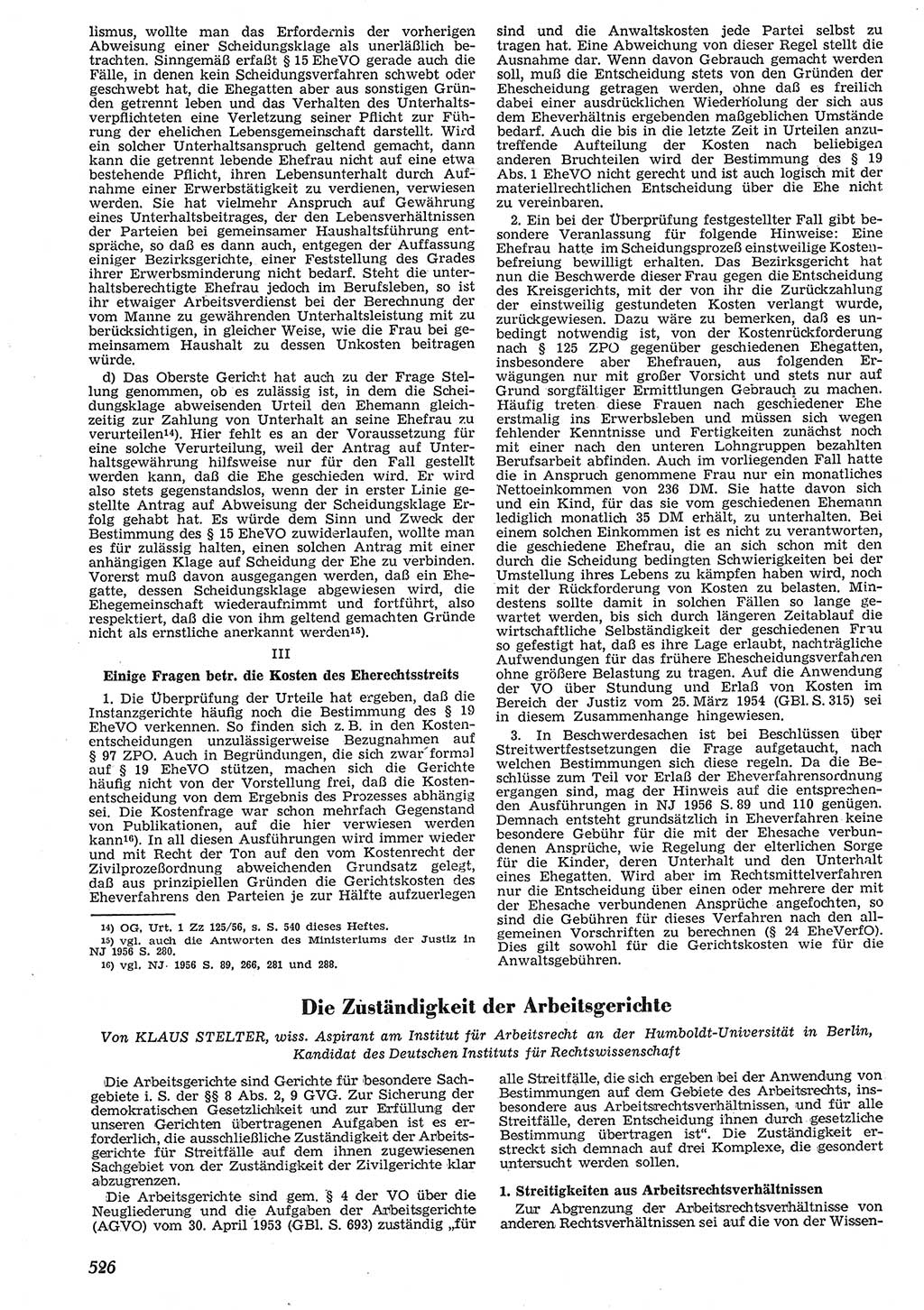 Neue Justiz (NJ), Zeitschrift für Recht und Rechtswissenschaft [Deutsche Demokratische Republik (DDR)], 10. Jahrgang 1956, Seite 526 (NJ DDR 1956, S. 526)