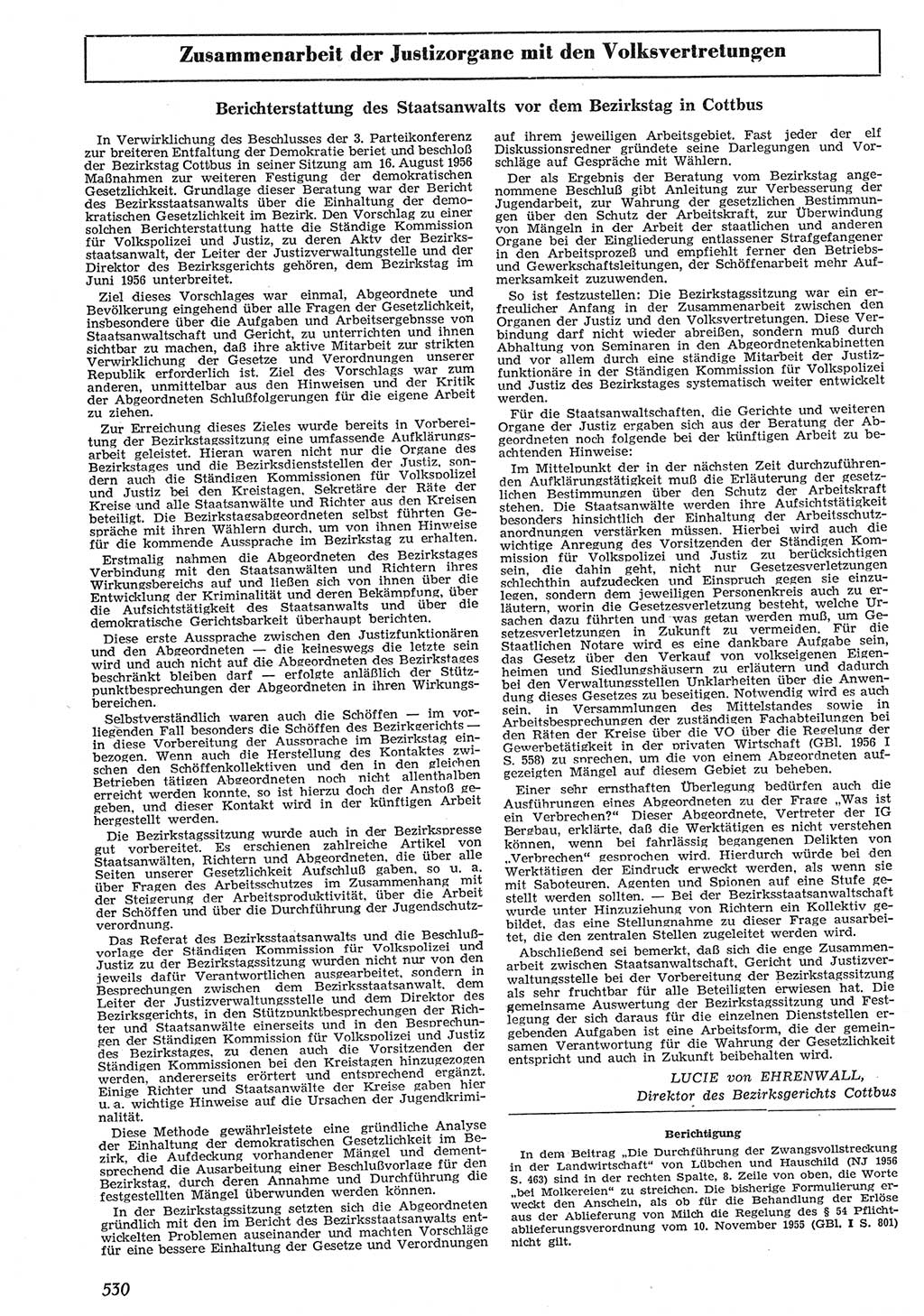Neue Justiz (NJ), Zeitschrift für Recht und Rechtswissenschaft [Deutsche Demokratische Republik (DDR)], 10. Jahrgang 1956, Seite 530 (NJ DDR 1956, S. 530)