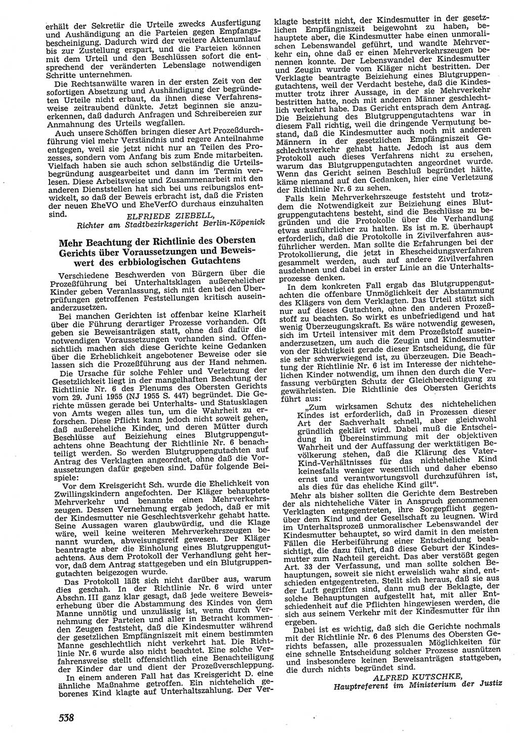 Neue Justiz (NJ), Zeitschrift für Recht und Rechtswissenschaft [Deutsche Demokratische Republik (DDR)], 10. Jahrgang 1956, Seite 538 (NJ DDR 1956, S. 538)