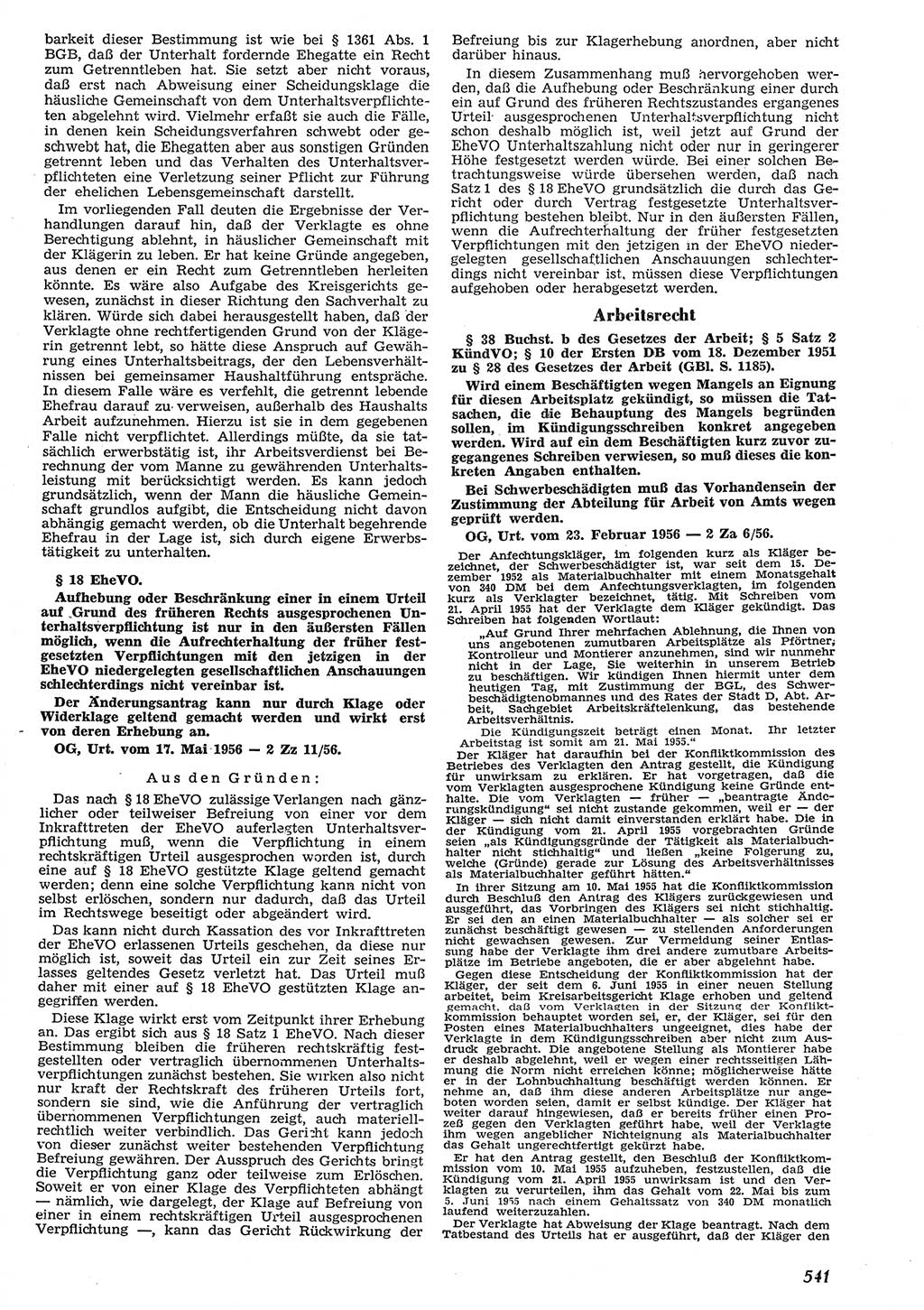 Neue Justiz (NJ), Zeitschrift für Recht und Rechtswissenschaft [Deutsche Demokratische Republik (DDR)], 10. Jahrgang 1956, Seite 541 (NJ DDR 1956, S. 541)