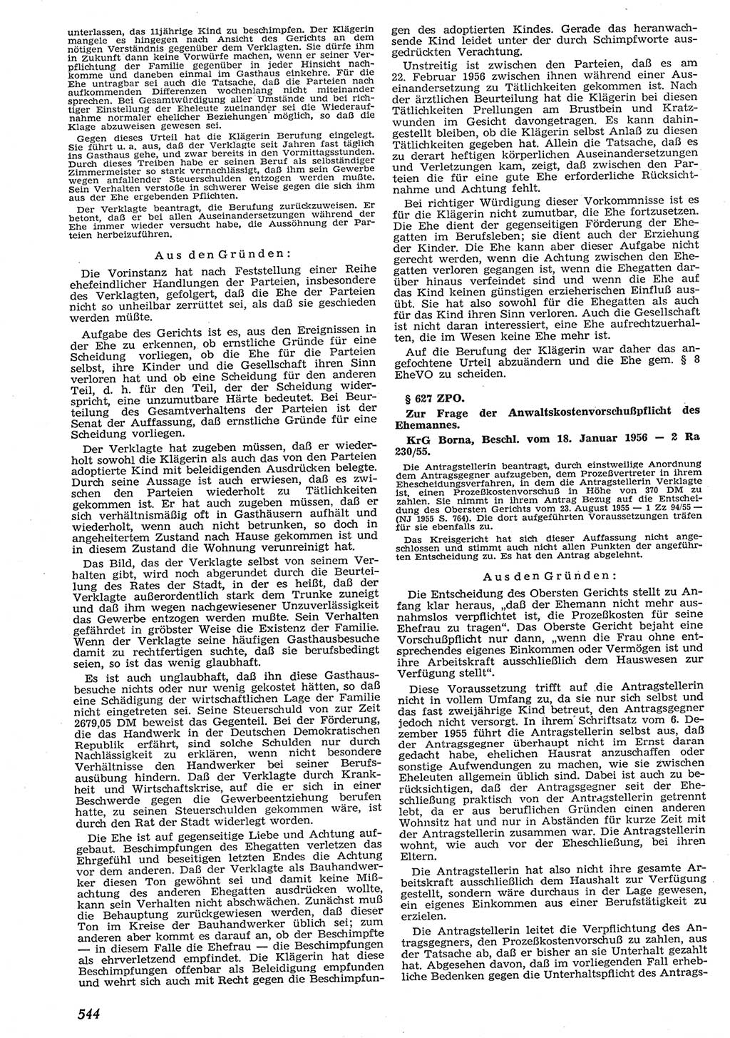 Neue Justiz (NJ), Zeitschrift für Recht und Rechtswissenschaft [Deutsche Demokratische Republik (DDR)], 10. Jahrgang 1956, Seite 544 (NJ DDR 1956, S. 544)