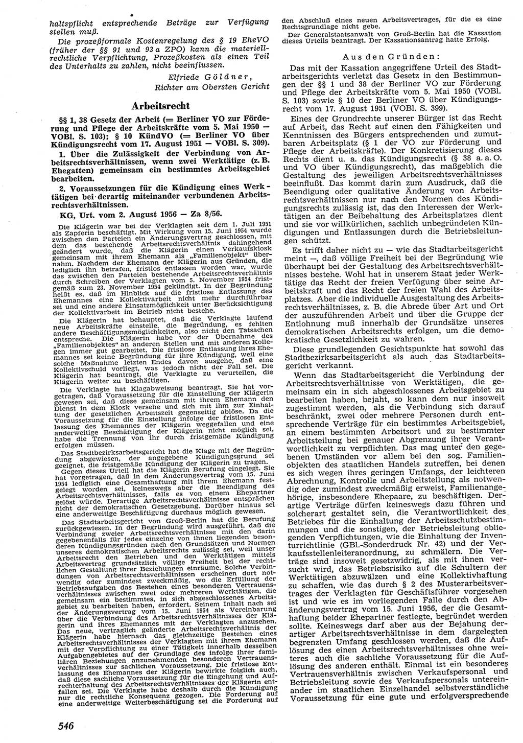 Neue Justiz (NJ), Zeitschrift für Recht und Rechtswissenschaft [Deutsche Demokratische Republik (DDR)], 10. Jahrgang 1956, Seite 546 (NJ DDR 1956, S. 546)
