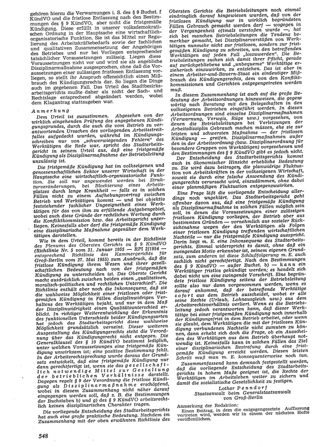 Neue Justiz (NJ), Zeitschrift für Recht und Rechtswissenschaft [Deutsche Demokratische Republik (DDR)], 10. Jahrgang 1956, Seite 548 (NJ DDR 1956, S. 548)