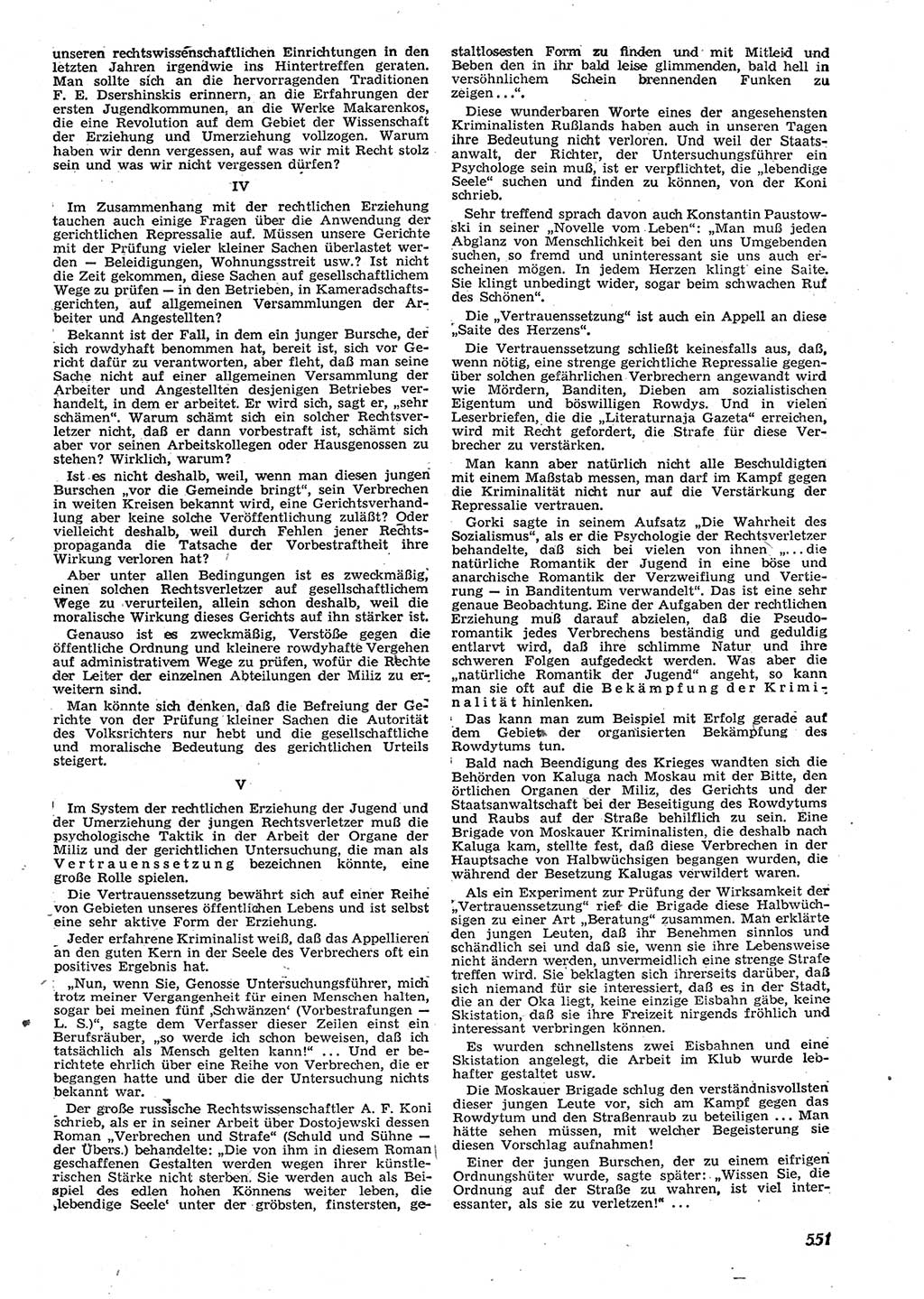 Neue Justiz (NJ), Zeitschrift für Recht und Rechtswissenschaft [Deutsche Demokratische Republik (DDR)], 10. Jahrgang 1956, Seite 551 (NJ DDR 1956, S. 551)