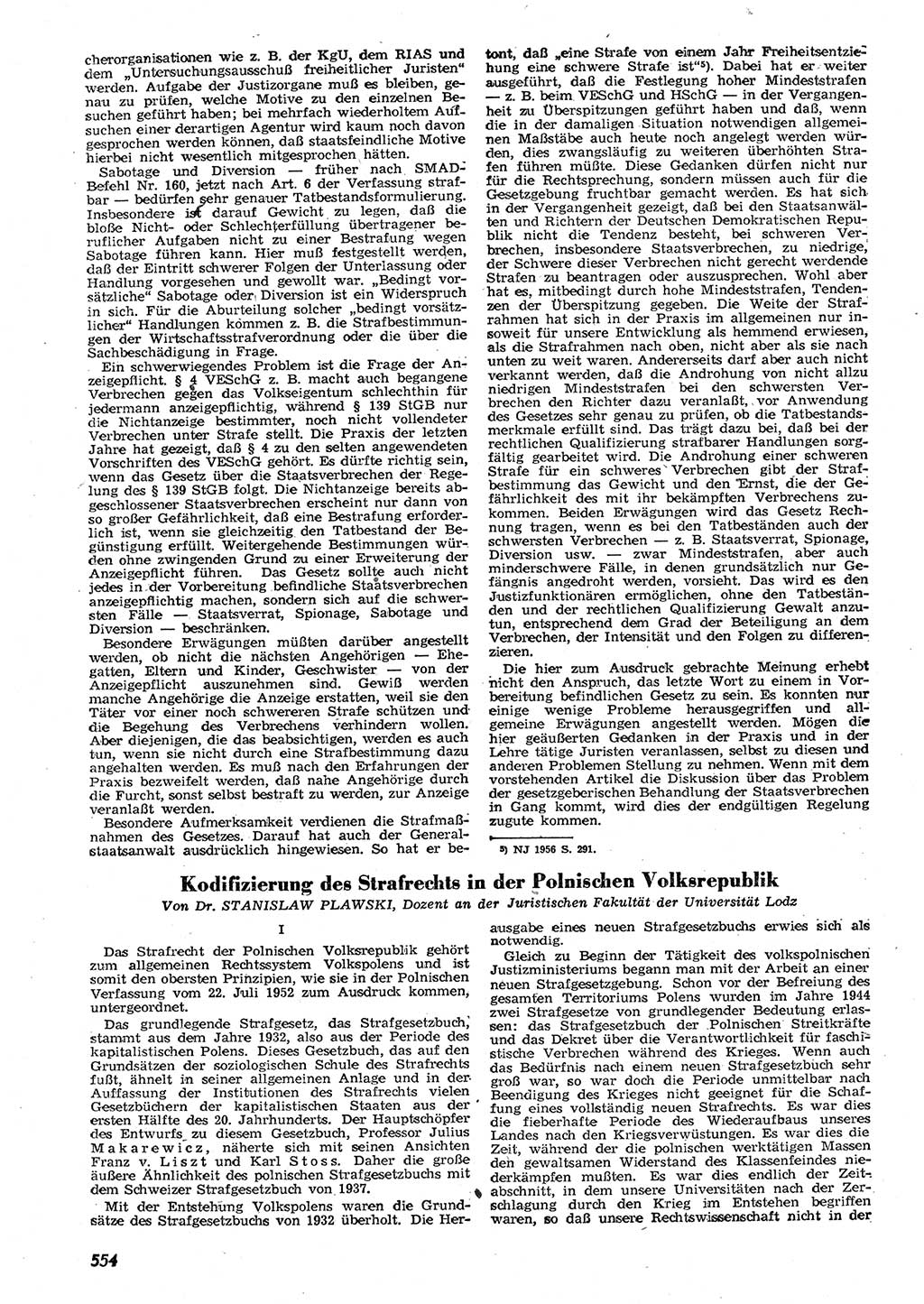 Neue Justiz (NJ), Zeitschrift für Recht und Rechtswissenschaft [Deutsche Demokratische Republik (DDR)], 10. Jahrgang 1956, Seite 554 (NJ DDR 1956, S. 554)