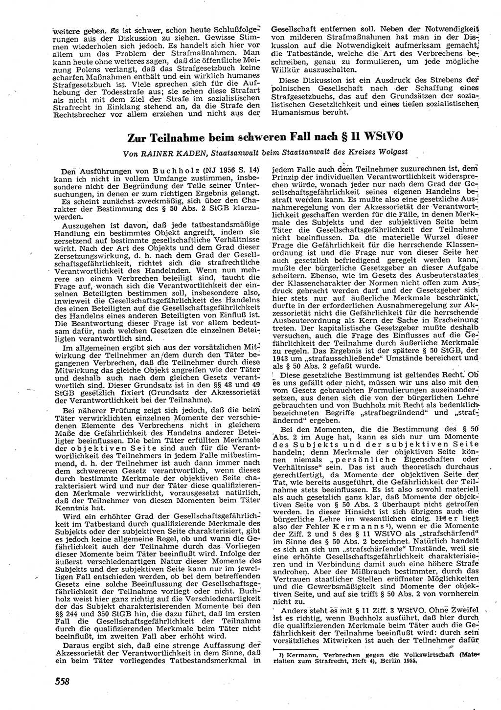Neue Justiz (NJ), Zeitschrift für Recht und Rechtswissenschaft [Deutsche Demokratische Republik (DDR)], 10. Jahrgang 1956, Seite 558 (NJ DDR 1956, S. 558)