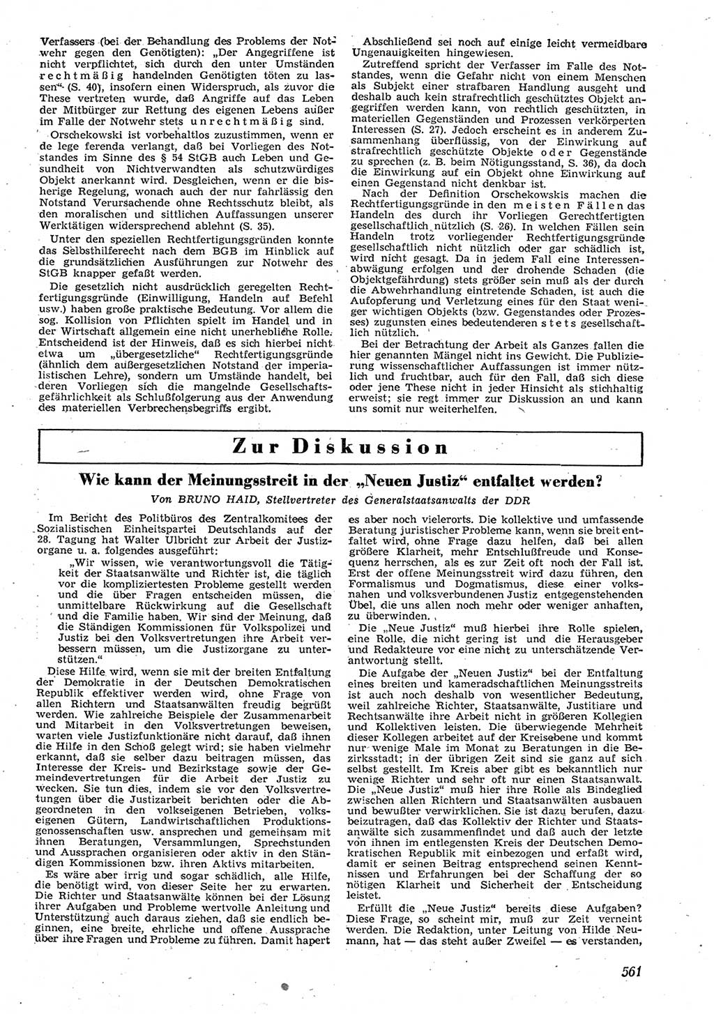 Neue Justiz (NJ), Zeitschrift für Recht und Rechtswissenschaft [Deutsche Demokratische Republik (DDR)], 10. Jahrgang 1956, Seite 561 (NJ DDR 1956, S. 561)