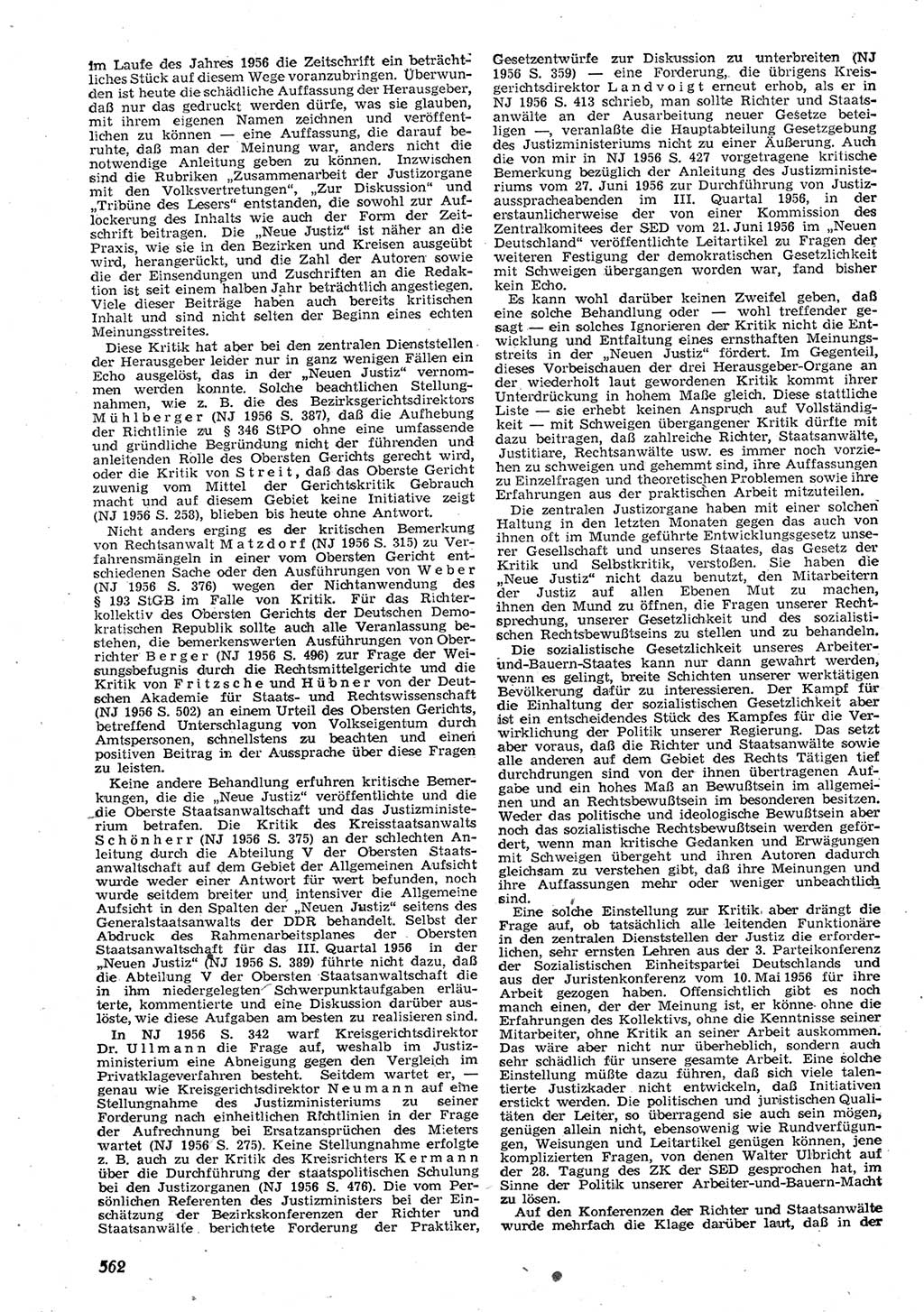 Neue Justiz (NJ), Zeitschrift für Recht und Rechtswissenschaft [Deutsche Demokratische Republik (DDR)], 10. Jahrgang 1956, Seite 562 (NJ DDR 1956, S. 562)