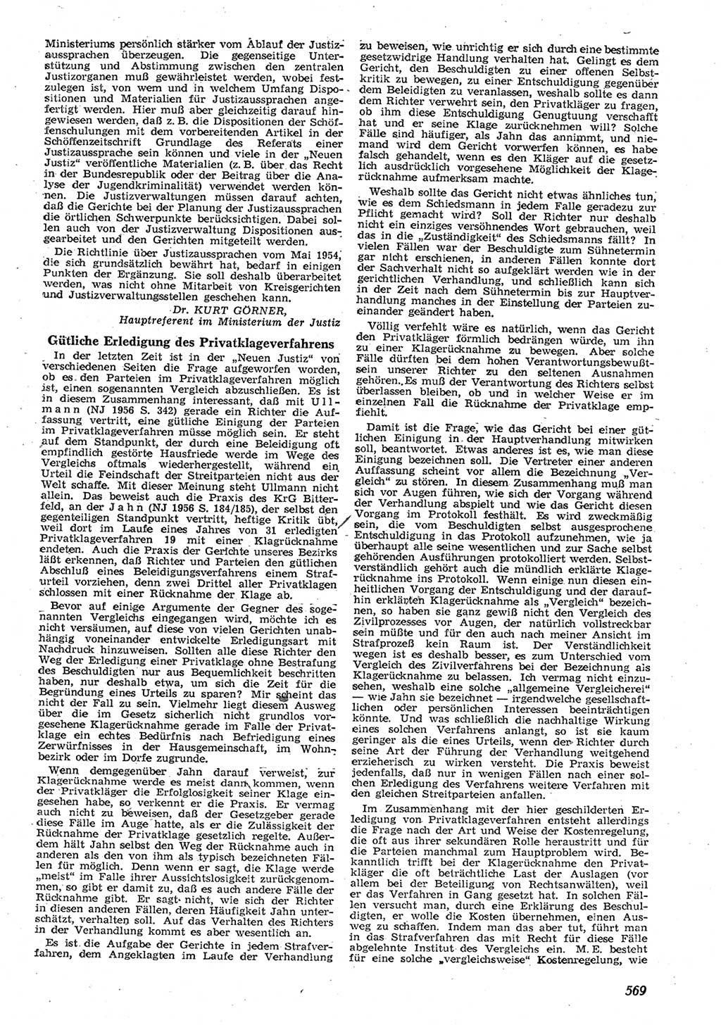 Neue Justiz (NJ), Zeitschrift für Recht und Rechtswissenschaft [Deutsche Demokratische Republik (DDR)], 10. Jahrgang 1956, Seite 569 (NJ DDR 1956, S. 569)