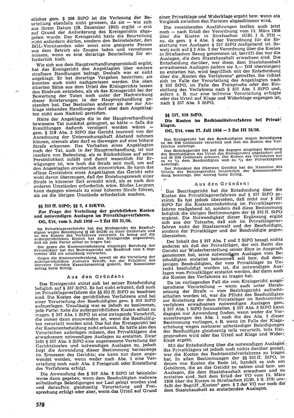 Neue Justiz (NJ), Zeitschrift für Recht und Rechtswissenschaft [Deutsche Demokratische Republik (DDR)], 10. Jahrgang 1956, Seite 576 (NJ DDR 1956, S. 576)