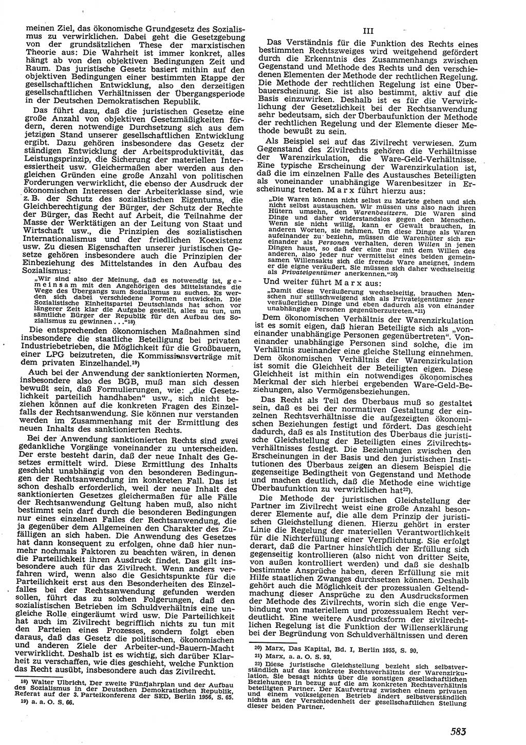 Neue Justiz (NJ), Zeitschrift für Recht und Rechtswissenschaft [Deutsche Demokratische Republik (DDR)], 10. Jahrgang 1956, Seite 583 (NJ DDR 1956, S. 583)