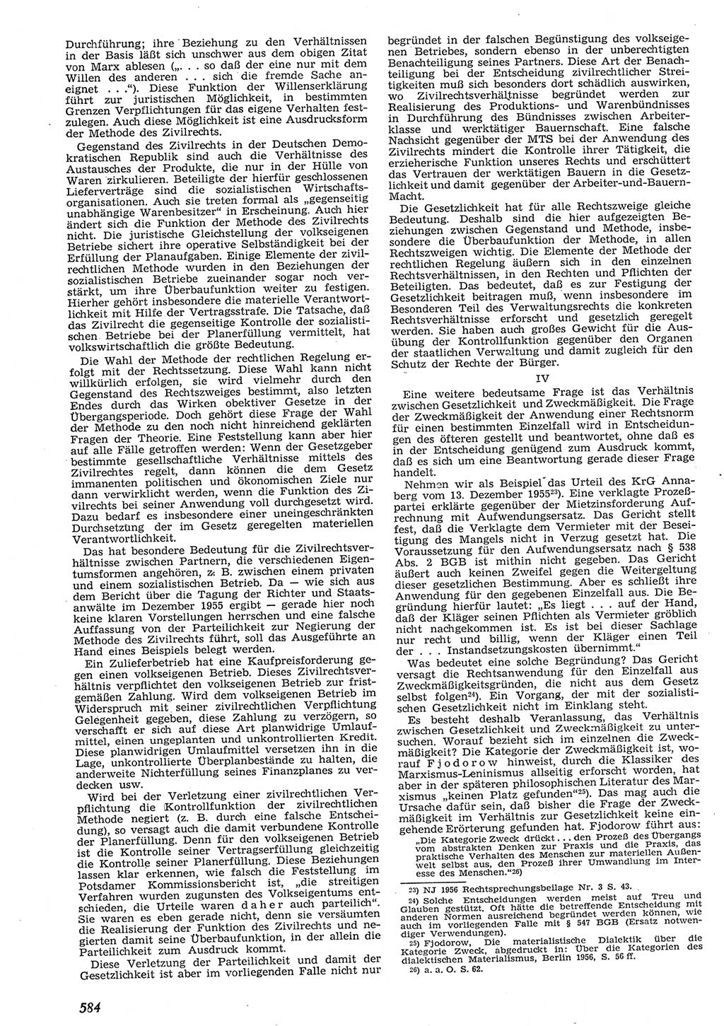 Neue Justiz (NJ), Zeitschrift für Recht und Rechtswissenschaft [Deutsche Demokratische Republik (DDR)], 10. Jahrgang 1956, Seite 584 (NJ DDR 1956, S. 584)