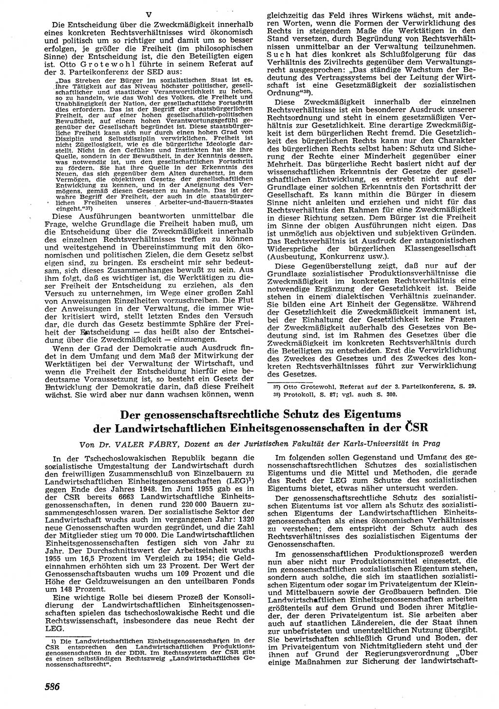 Neue Justiz (NJ), Zeitschrift für Recht und Rechtswissenschaft [Deutsche Demokratische Republik (DDR)], 10. Jahrgang 1956, Seite 586 (NJ DDR 1956, S. 586)