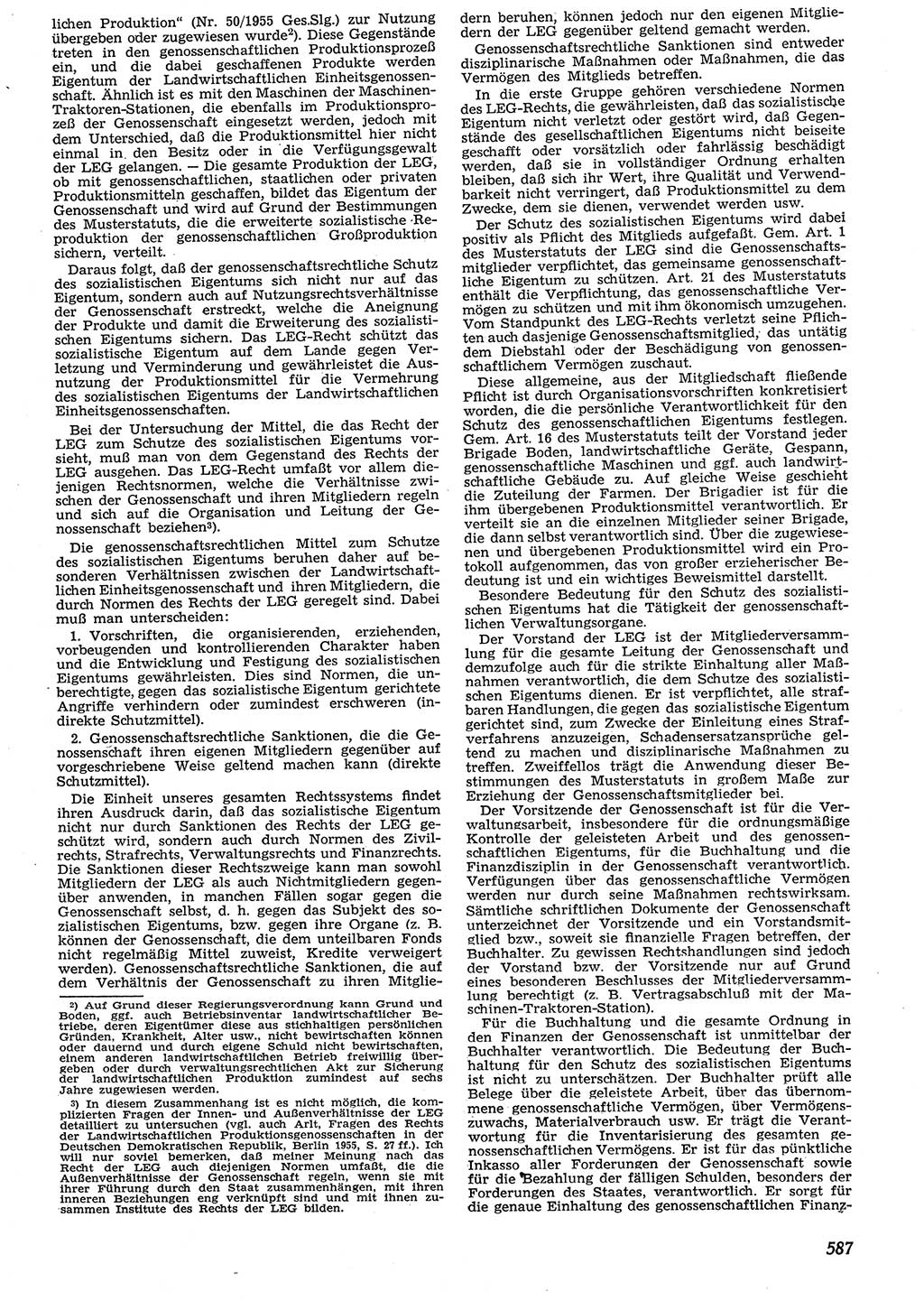 Neue Justiz (NJ), Zeitschrift für Recht und Rechtswissenschaft [Deutsche Demokratische Republik (DDR)], 10. Jahrgang 1956, Seite 587 (NJ DDR 1956, S. 587)