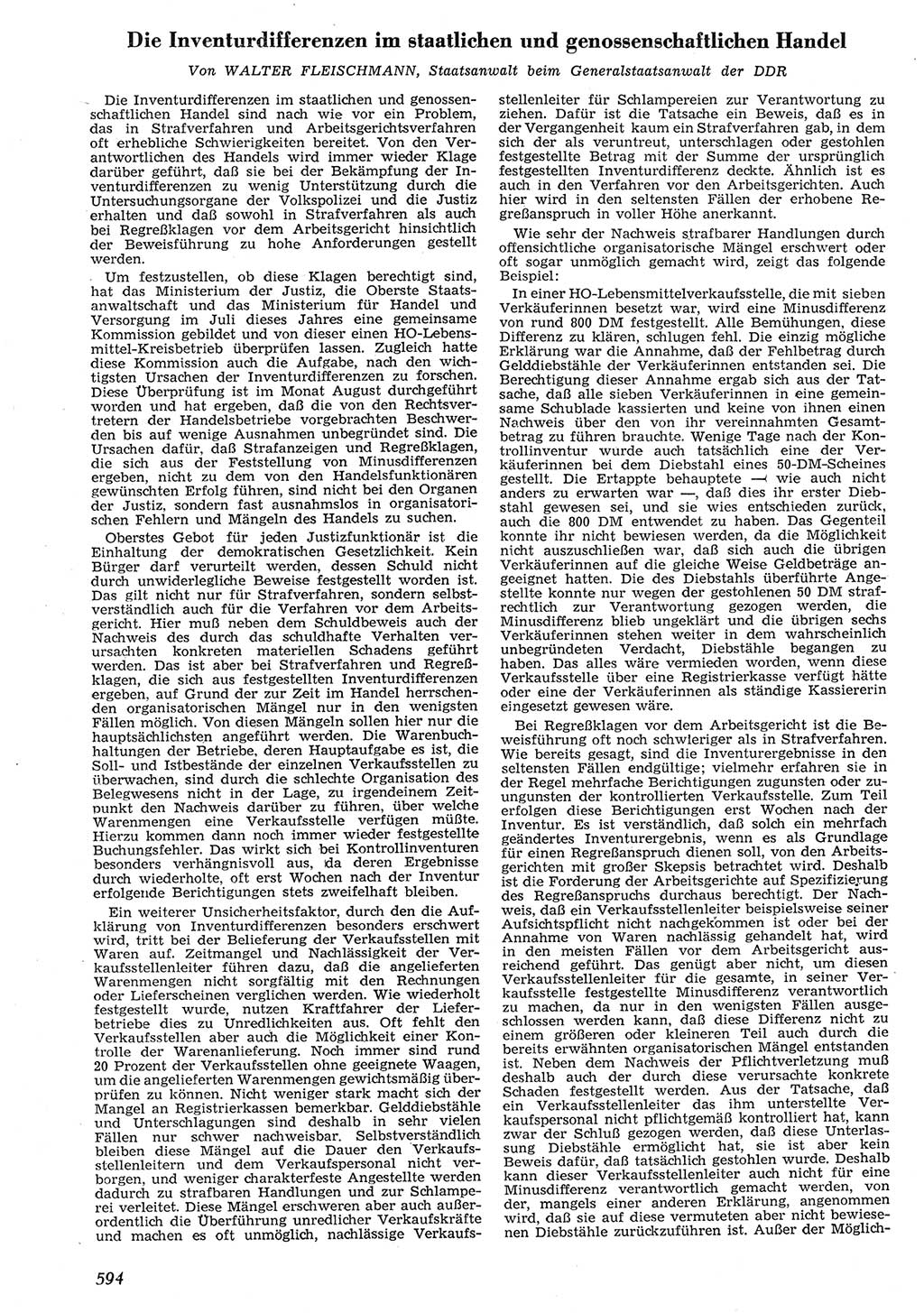 Neue Justiz (NJ), Zeitschrift für Recht und Rechtswissenschaft [Deutsche Demokratische Republik (DDR)], 10. Jahrgang 1956, Seite 594 (NJ DDR 1956, S. 594)