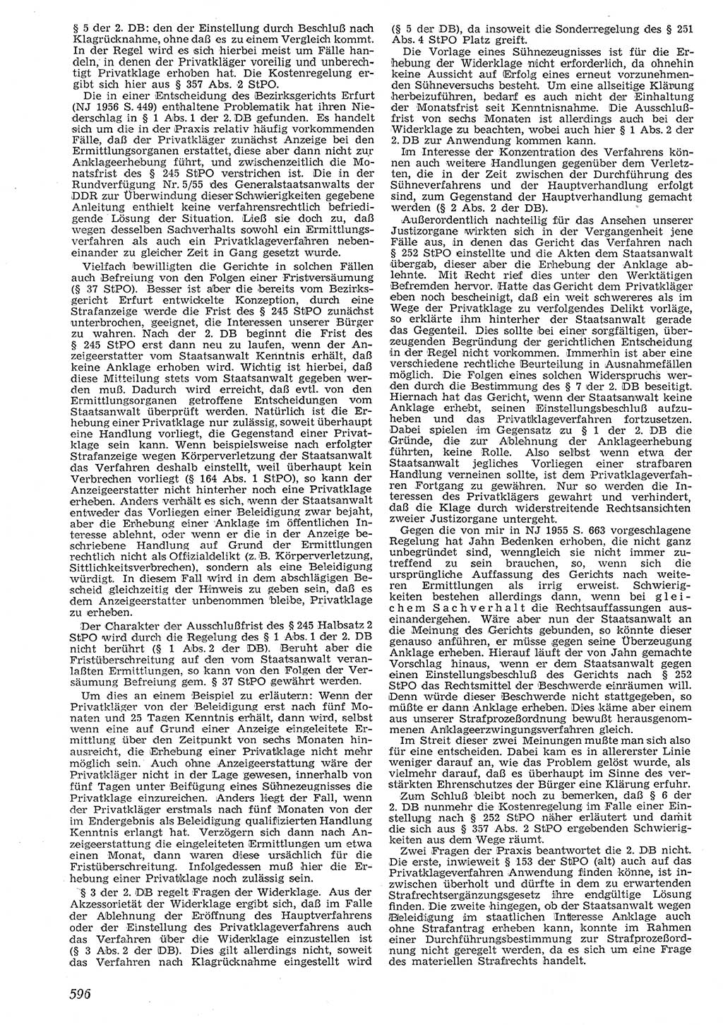 Neue Justiz (NJ), Zeitschrift für Recht und Rechtswissenschaft [Deutsche Demokratische Republik (DDR)], 10. Jahrgang 1956, Seite 596 (NJ DDR 1956, S. 596)