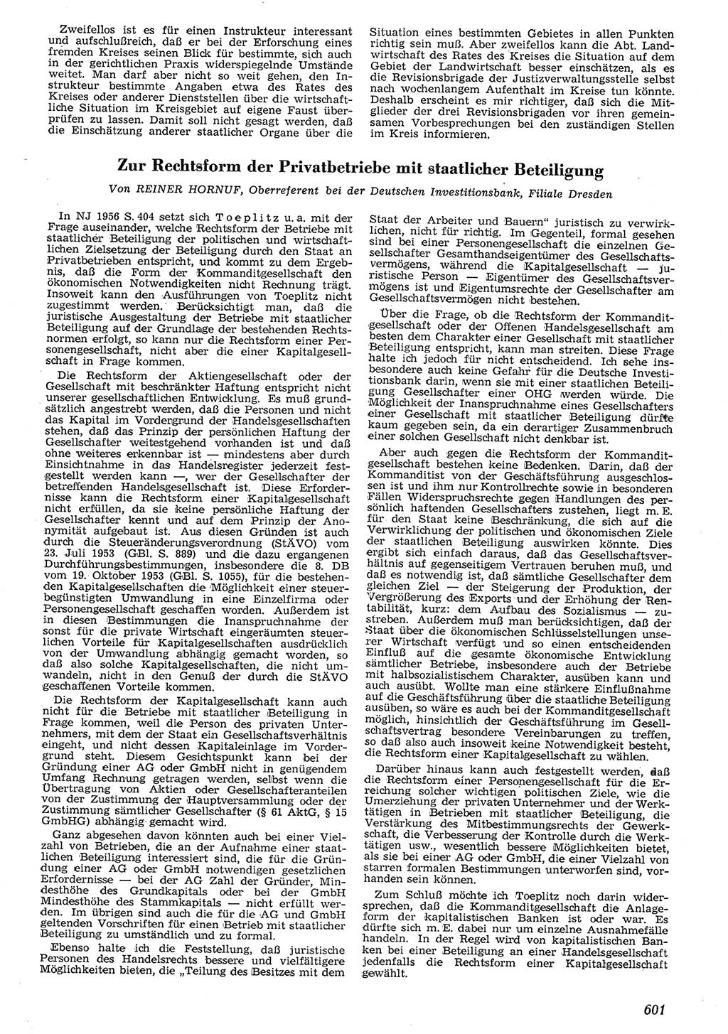 Neue Justiz (NJ), Zeitschrift für Recht und Rechtswissenschaft [Deutsche Demokratische Republik (DDR)], 10. Jahrgang 1956, Seite 601 (NJ DDR 1956, S. 601)