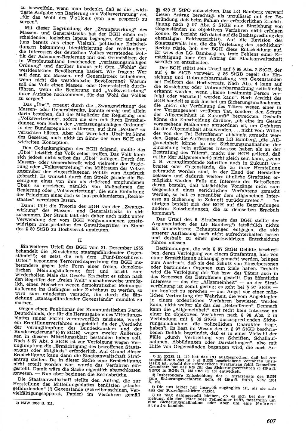 Neue Justiz (NJ), Zeitschrift für Recht und Rechtswissenschaft [Deutsche Demokratische Republik (DDR)], 10. Jahrgang 1956, Seite 607 (NJ DDR 1956, S. 607)