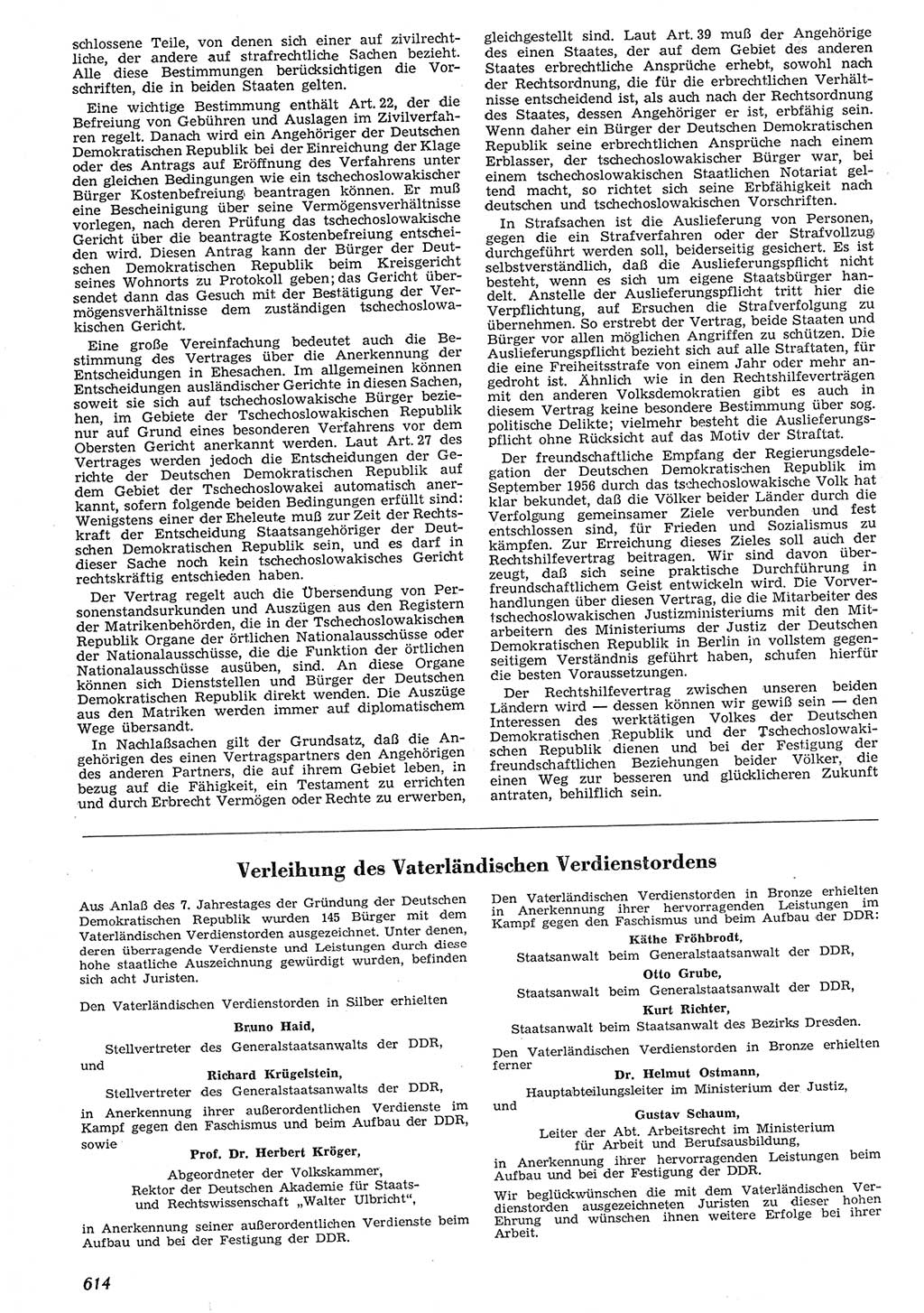 Neue Justiz (NJ), Zeitschrift für Recht und Rechtswissenschaft [Deutsche Demokratische Republik (DDR)], 10. Jahrgang 1956, Seite 614 (NJ DDR 1956, S. 614)