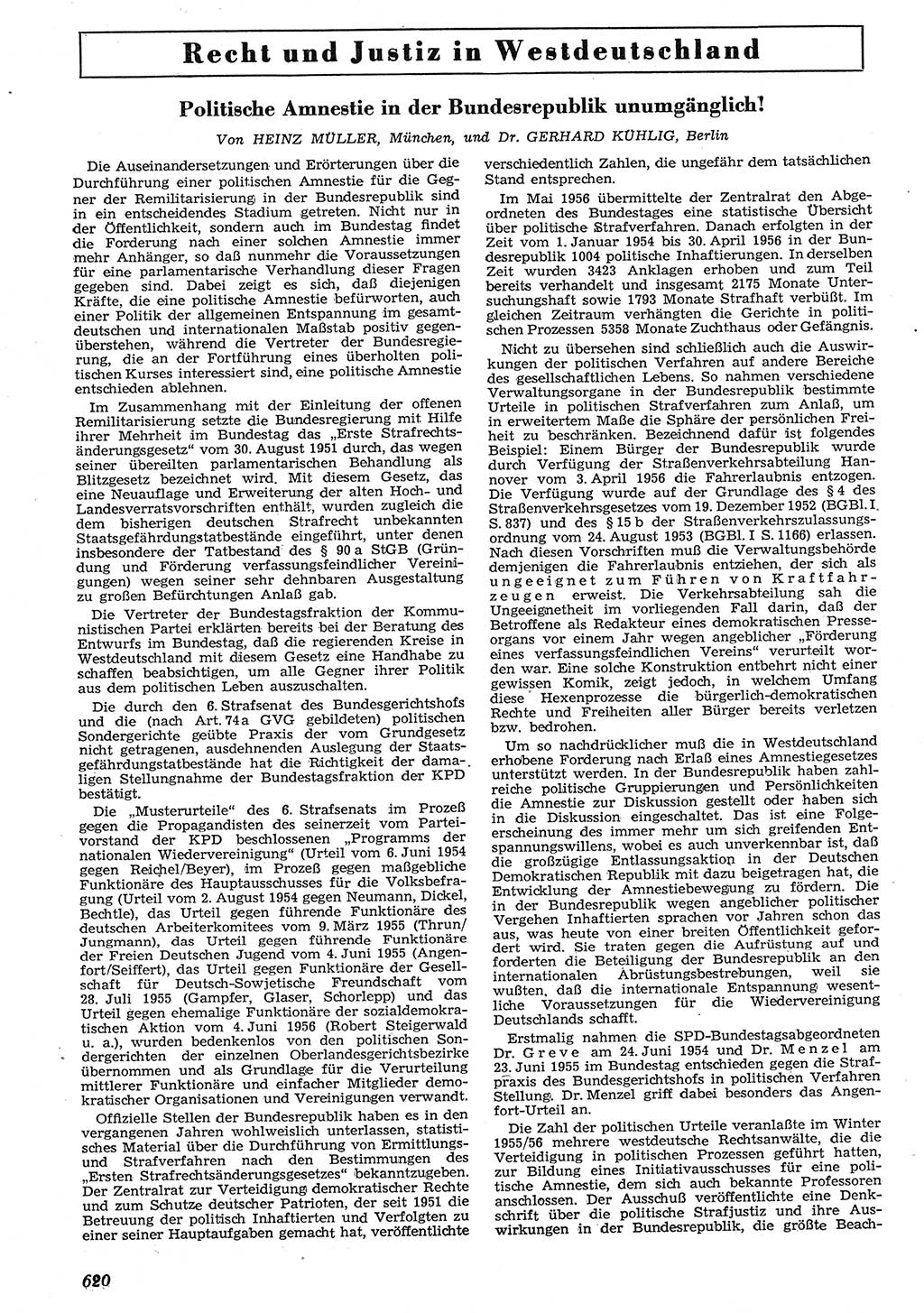 Neue Justiz (NJ), Zeitschrift für Recht und Rechtswissenschaft [Deutsche Demokratische Republik (DDR)], 10. Jahrgang 1956, Seite 620 (NJ DDR 1956, S. 620)