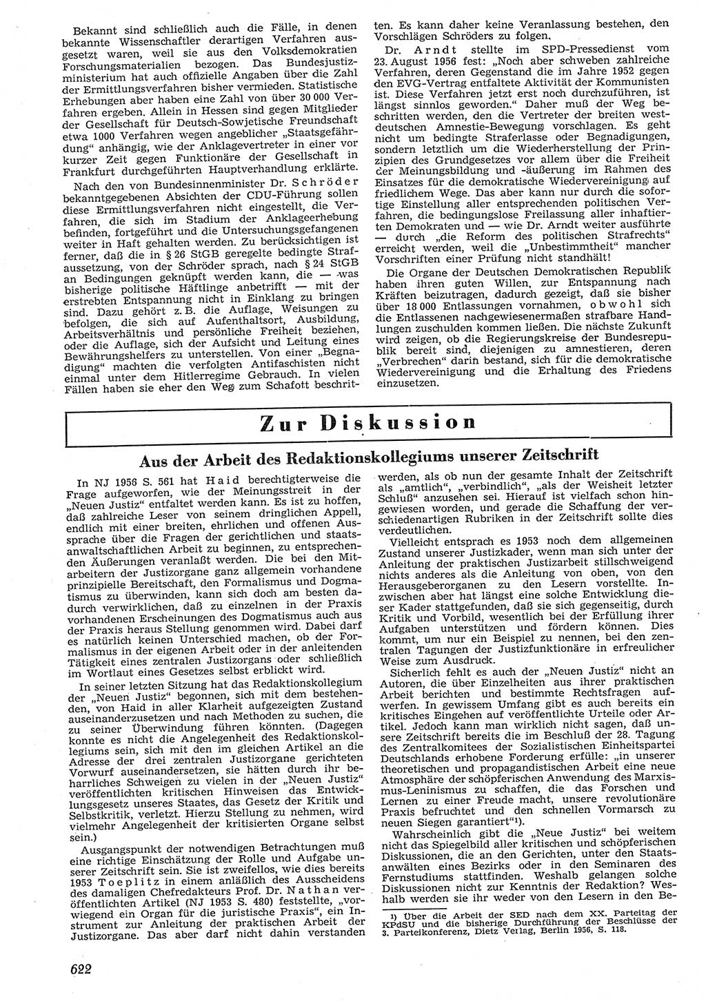 Neue Justiz (NJ), Zeitschrift für Recht und Rechtswissenschaft [Deutsche Demokratische Republik (DDR)], 10. Jahrgang 1956, Seite 622 (NJ DDR 1956, S. 622)