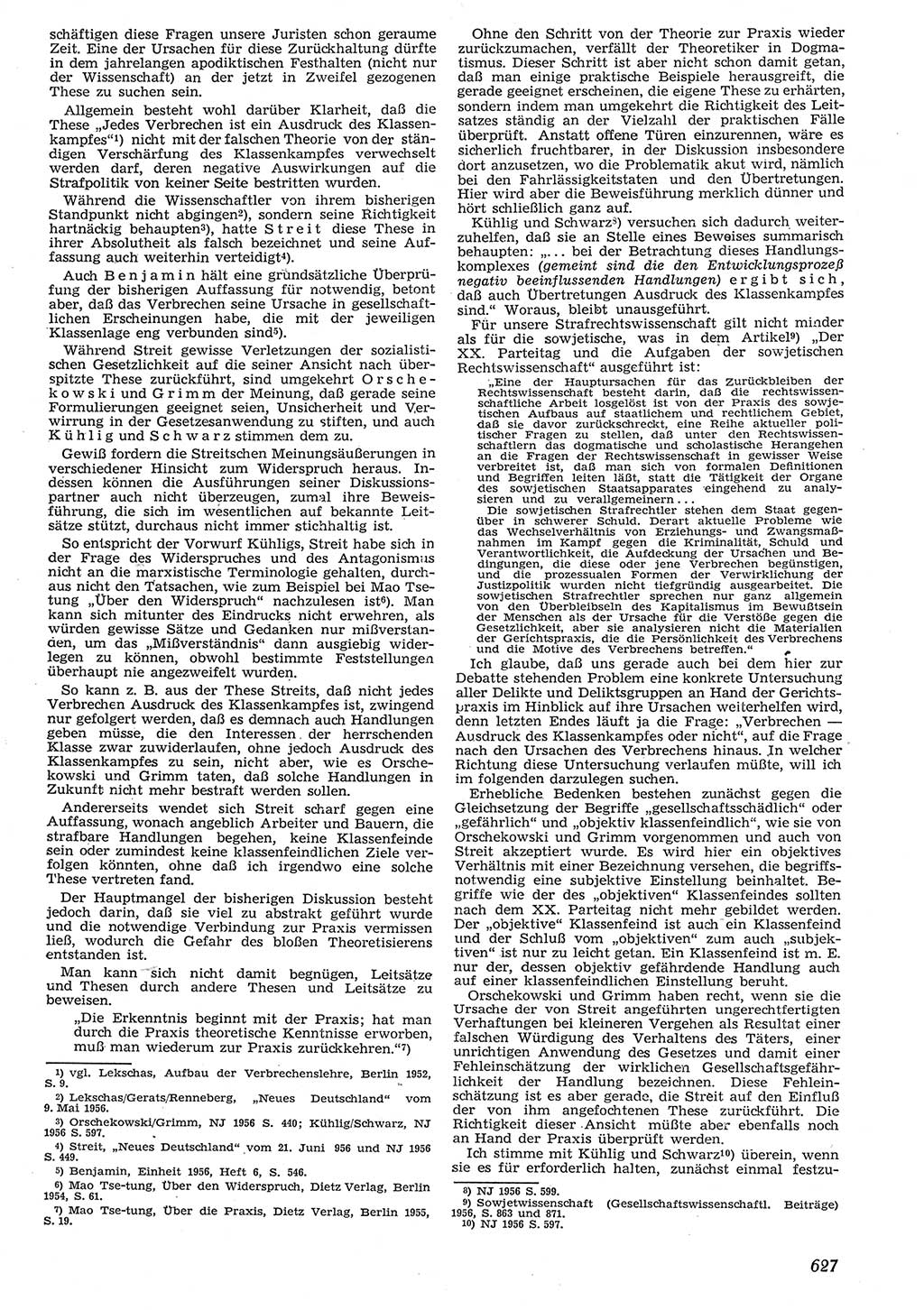Neue Justiz (NJ), Zeitschrift für Recht und Rechtswissenschaft [Deutsche Demokratische Republik (DDR)], 10. Jahrgang 1956, Seite 627 (NJ DDR 1956, S. 627)