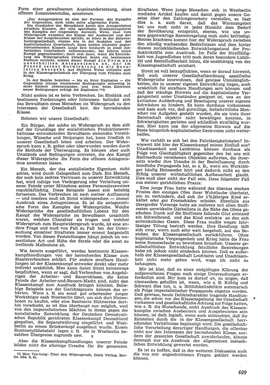 Neue Justiz (NJ), Zeitschrift für Recht und Rechtswissenschaft [Deutsche Demokratische Republik (DDR)], 10. Jahrgang 1956, Seite 629 (NJ DDR 1956, S. 629)