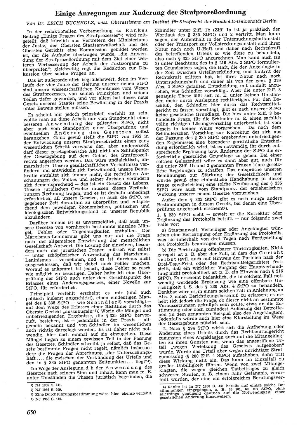 Neue Justiz (NJ), Zeitschrift für Recht und Rechtswissenschaft [Deutsche Demokratische Republik (DDR)], 10. Jahrgang 1956, Seite 630 (NJ DDR 1956, S. 630)