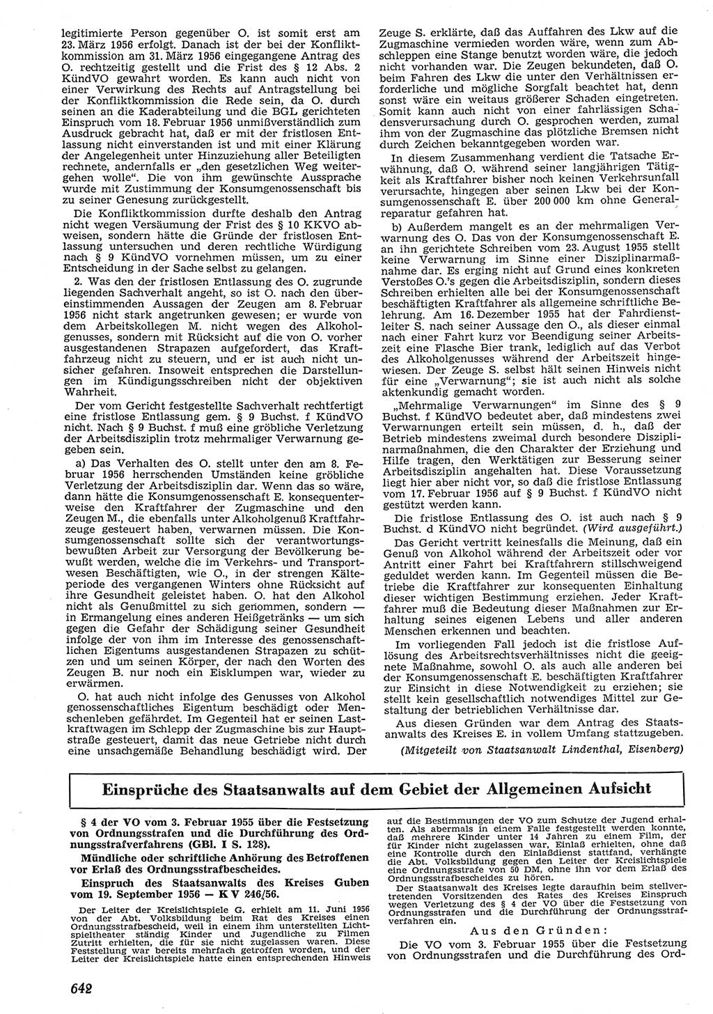 Neue Justiz (NJ), Zeitschrift für Recht und Rechtswissenschaft [Deutsche Demokratische Republik (DDR)], 10. Jahrgang 1956, Seite 642 (NJ DDR 1956, S. 642)