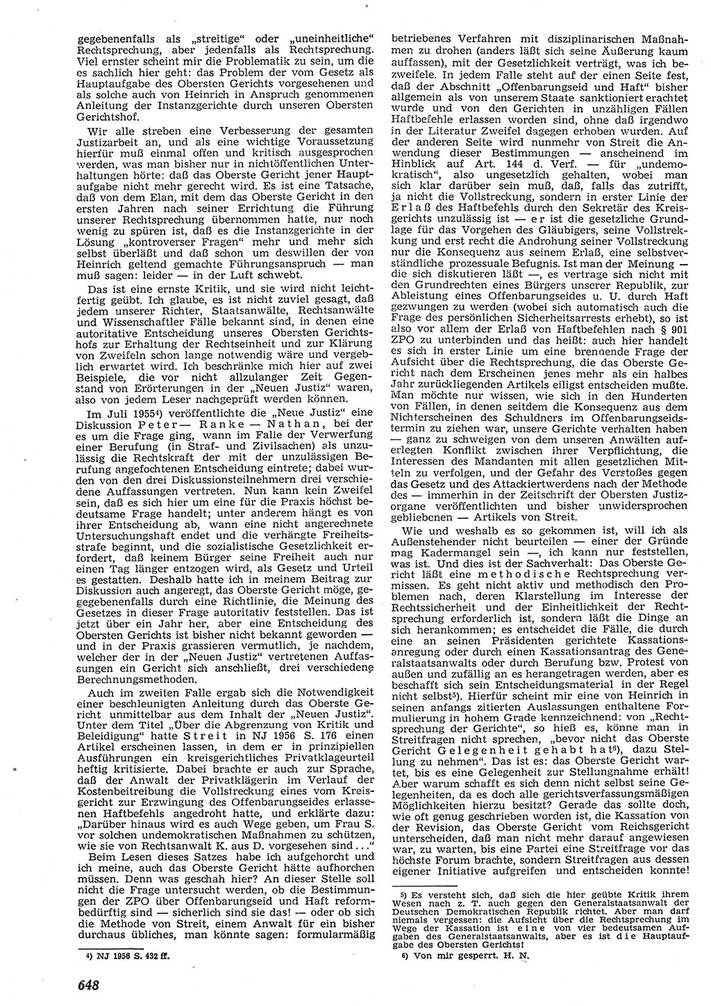 Neue Justiz (NJ), Zeitschrift für Recht und Rechtswissenschaft [Deutsche Demokratische Republik (DDR)], 10. Jahrgang 1956, Seite 648 (NJ DDR 1956, S. 648)