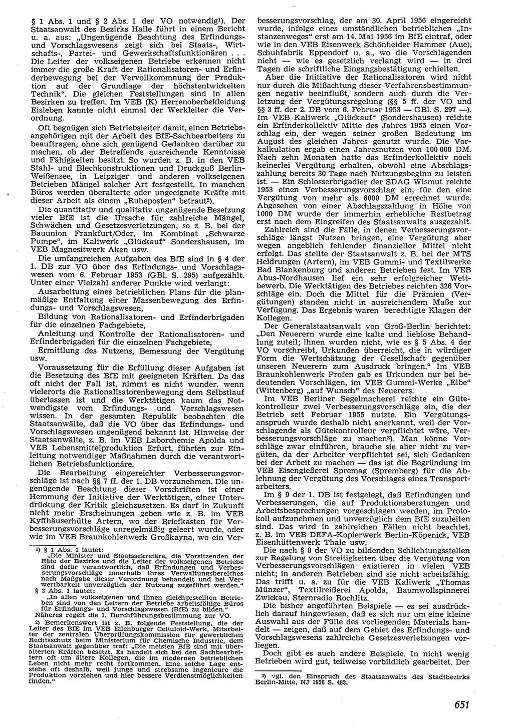 Neue Justiz (NJ), Zeitschrift für Recht und Rechtswissenschaft [Deutsche Demokratische Republik (DDR)], 10. Jahrgang 1956, Seite 651 (NJ DDR 1956, S. 651)