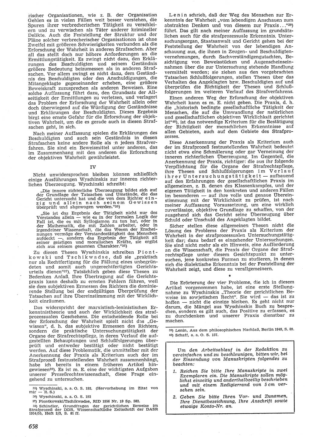 Neue Justiz (NJ), Zeitschrift für Recht und Rechtswissenschaft [Deutsche Demokratische Republik (DDR)], 10. Jahrgang 1956, Seite 658 (NJ DDR 1956, S. 658)