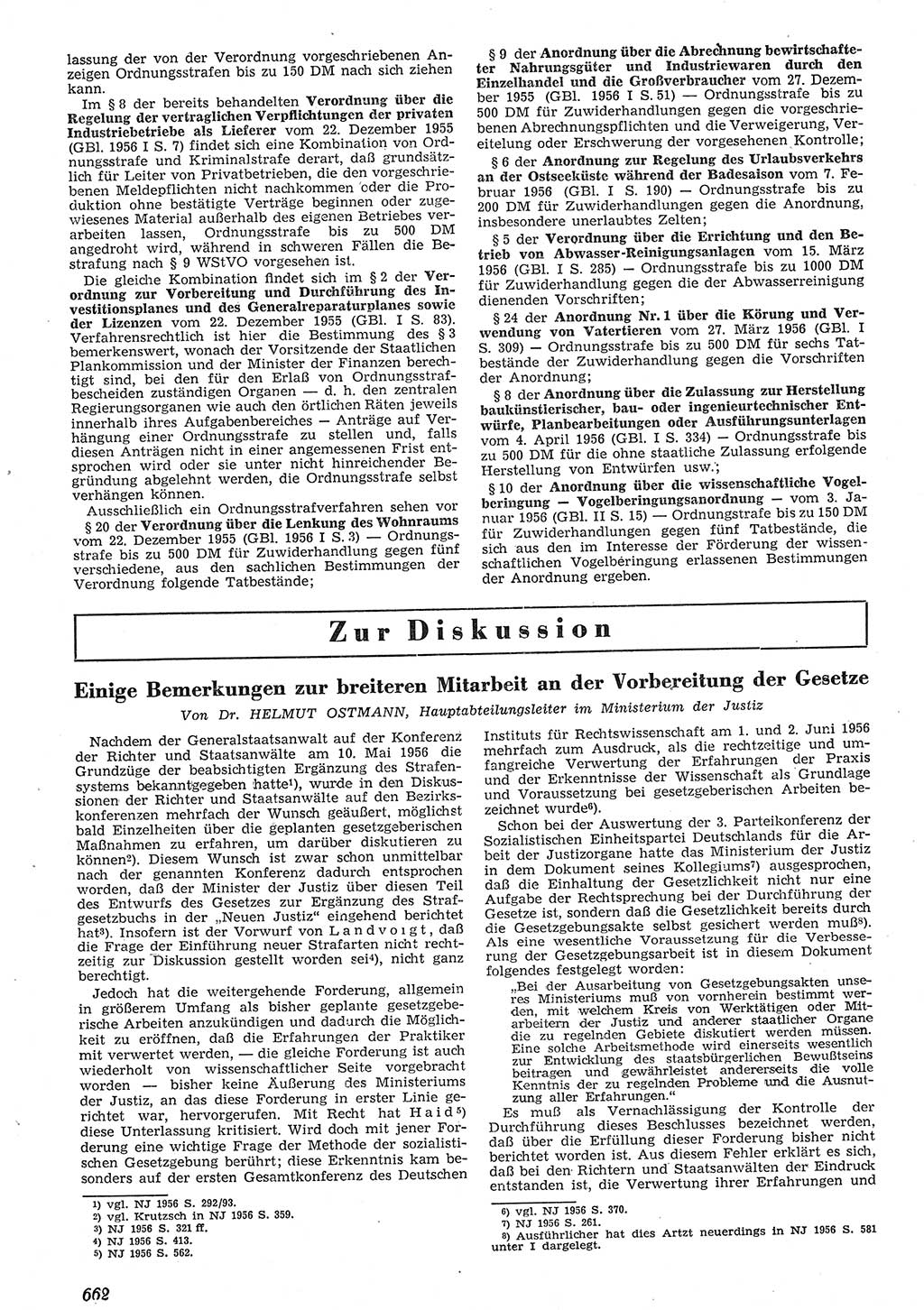 Neue Justiz (NJ), Zeitschrift für Recht und Rechtswissenschaft [Deutsche Demokratische Republik (DDR)], 10. Jahrgang 1956, Seite 662 (NJ DDR 1956, S. 662)