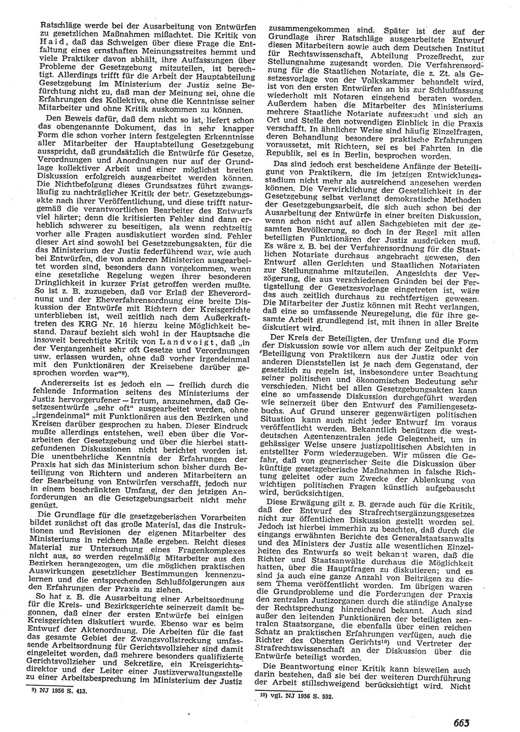 Neue Justiz (NJ), Zeitschrift für Recht und Rechtswissenschaft [Deutsche Demokratische Republik (DDR)], 10. Jahrgang 1956, Seite 663 (NJ DDR 1956, S. 663)